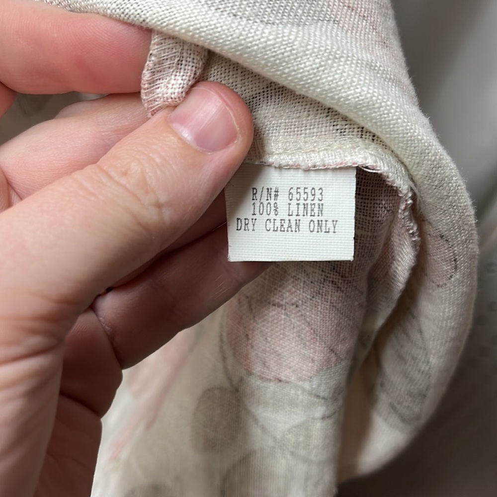 J. P. & Mattie Pink Cream Floral Linen Dress- S - Picture 6 of 7